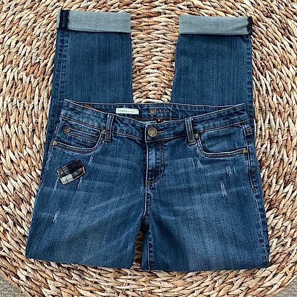 KFTK Catherine Boyfriend Plaid Patch Jean - Picture 5 of 16